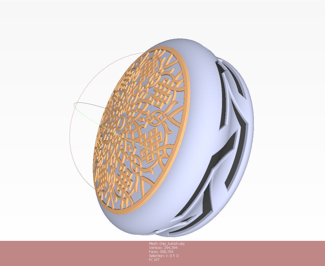 Chip Backgammon Checkers Turkish pattern style 3D printably 3D print model_12