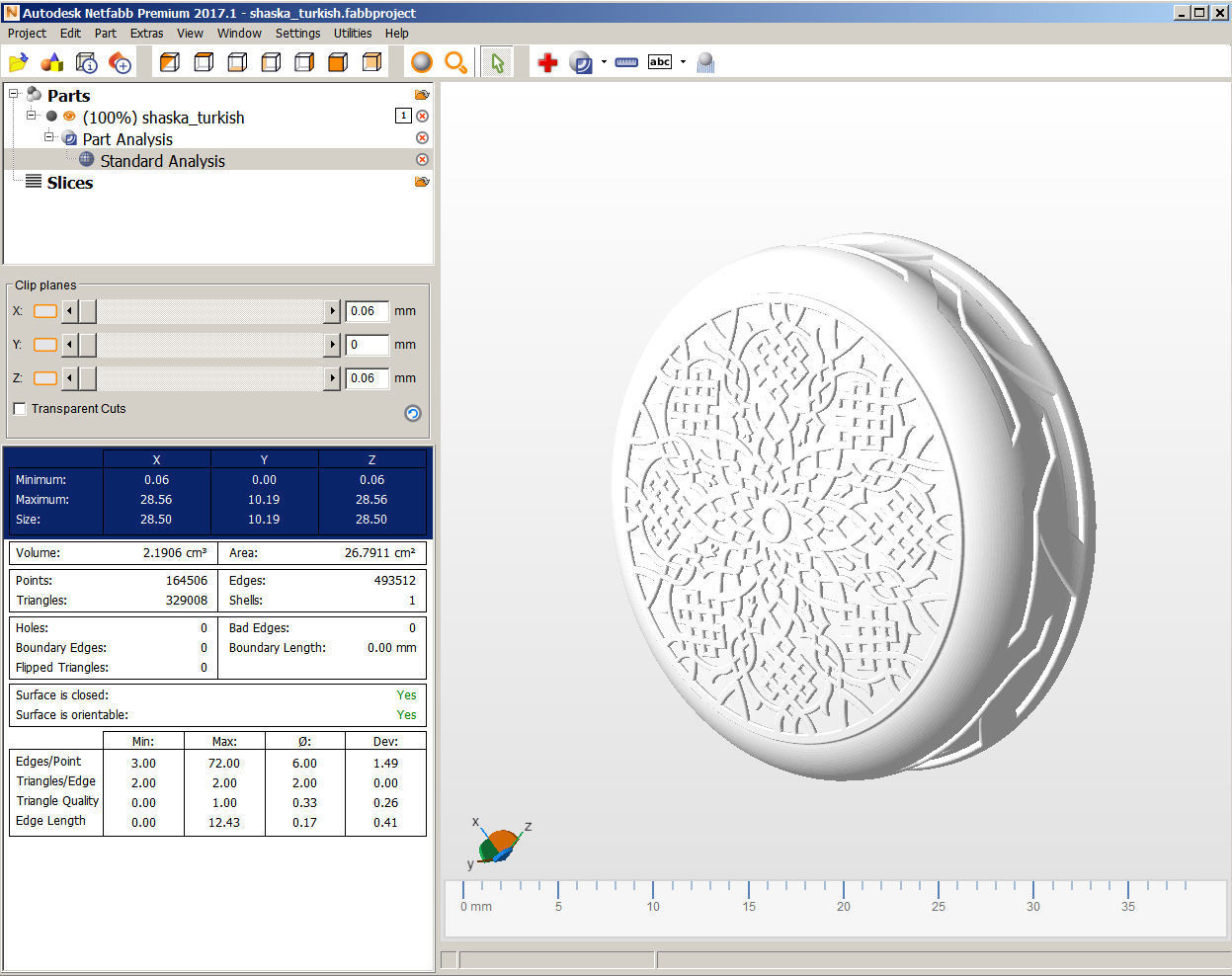 Chip Backgammon Checkers Turkish pattern style 3D printably 3D print model_3