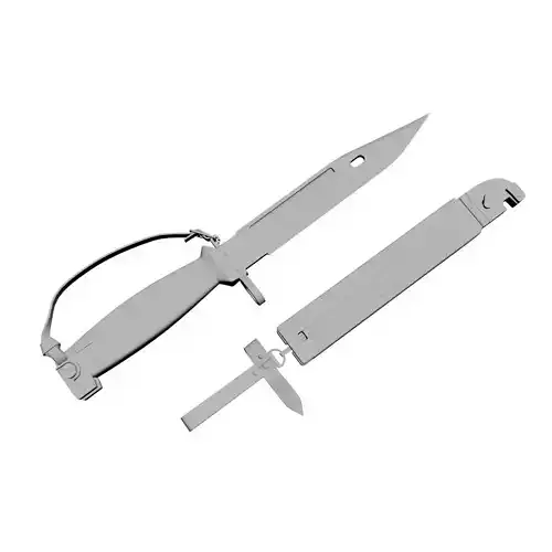 Knife with sheath Low-poly 3D model
