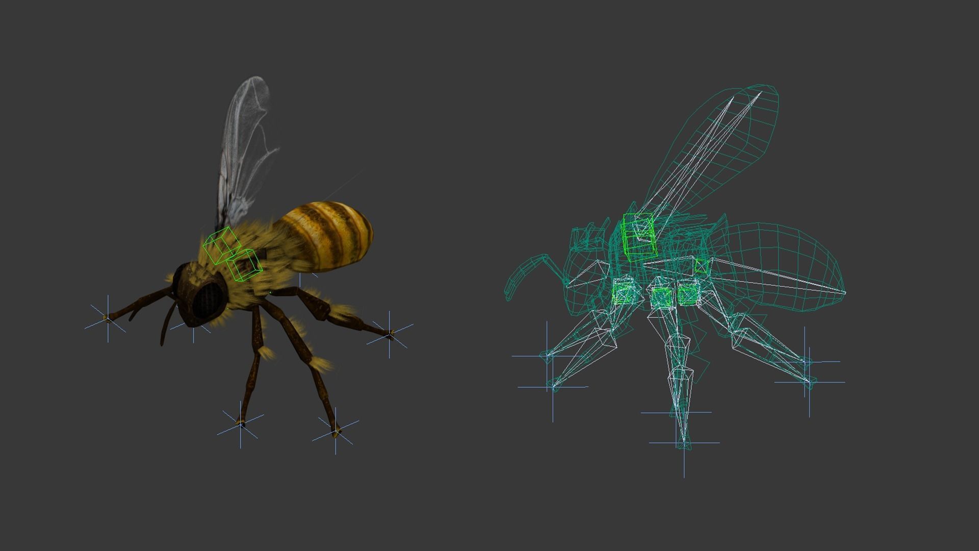 Bee lowpoly Low-poly 3D model_6