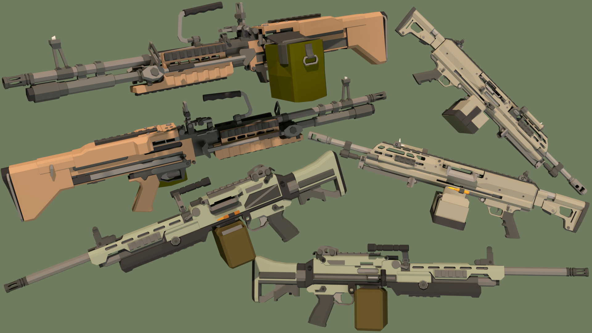 Low Poly Modern Weapon Package 1 Low-poly 3D model_8
