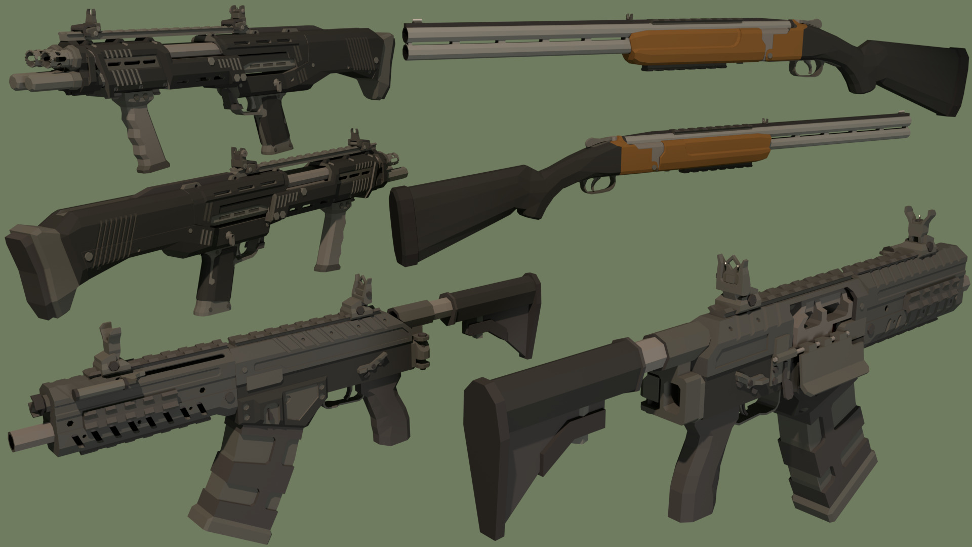 Low Poly Modern Weapon Package 1 Low-poly 3D model_10