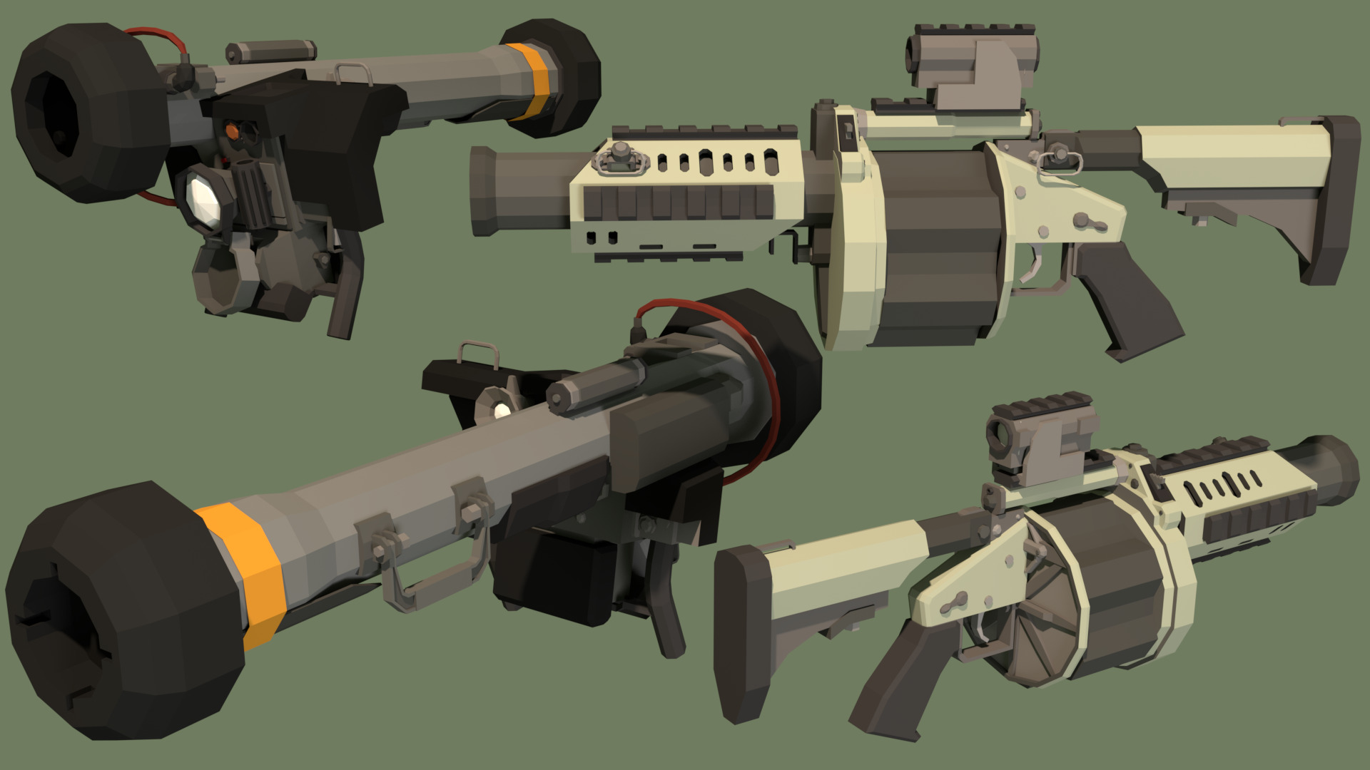 Low Poly Modern Weapon Package 1 Low-poly 3D model_7