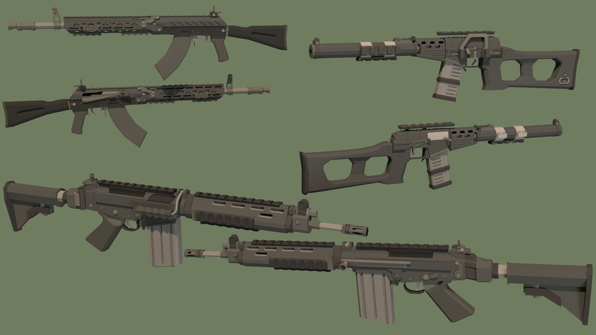 Low Poly Modern Weapon Package 1 Low-poly 3D model_4