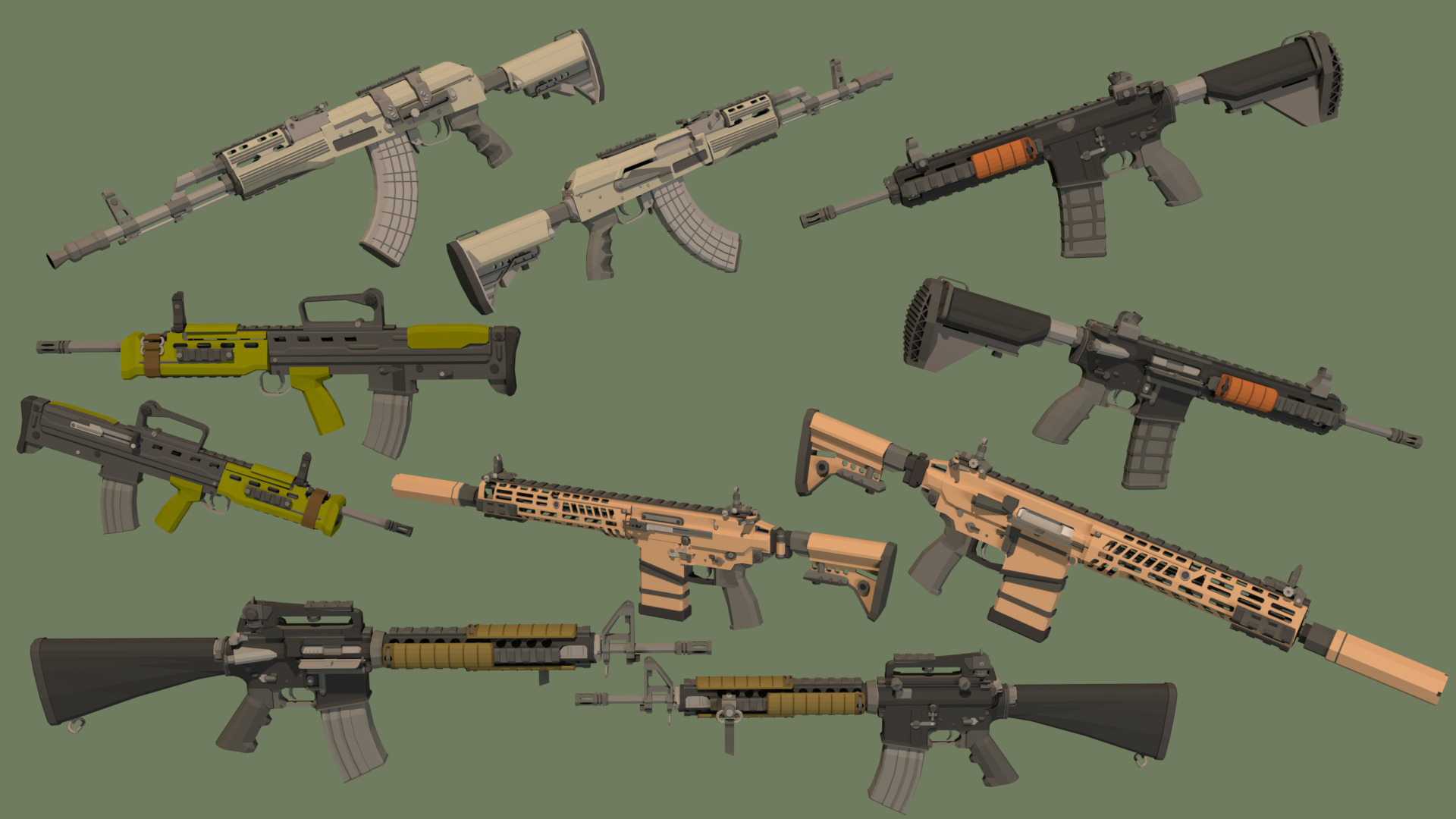 Low Poly Modern Weapon Package 1 Low-poly 3D model_3