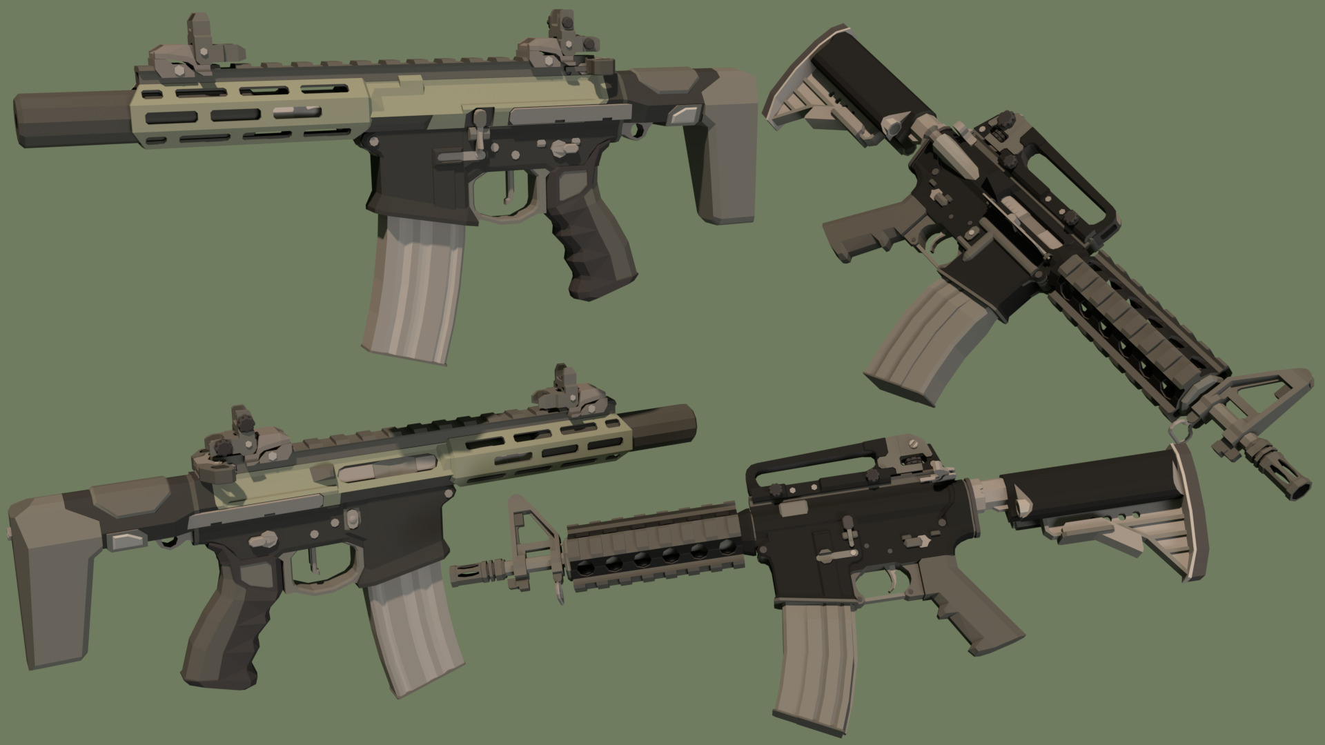 Low Poly Modern Weapon Package 1 Low-poly 3D model_5