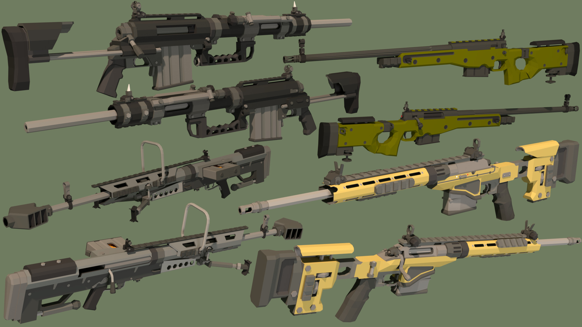 Low Poly Modern Weapon Package 1 Low-poly 3D model_12