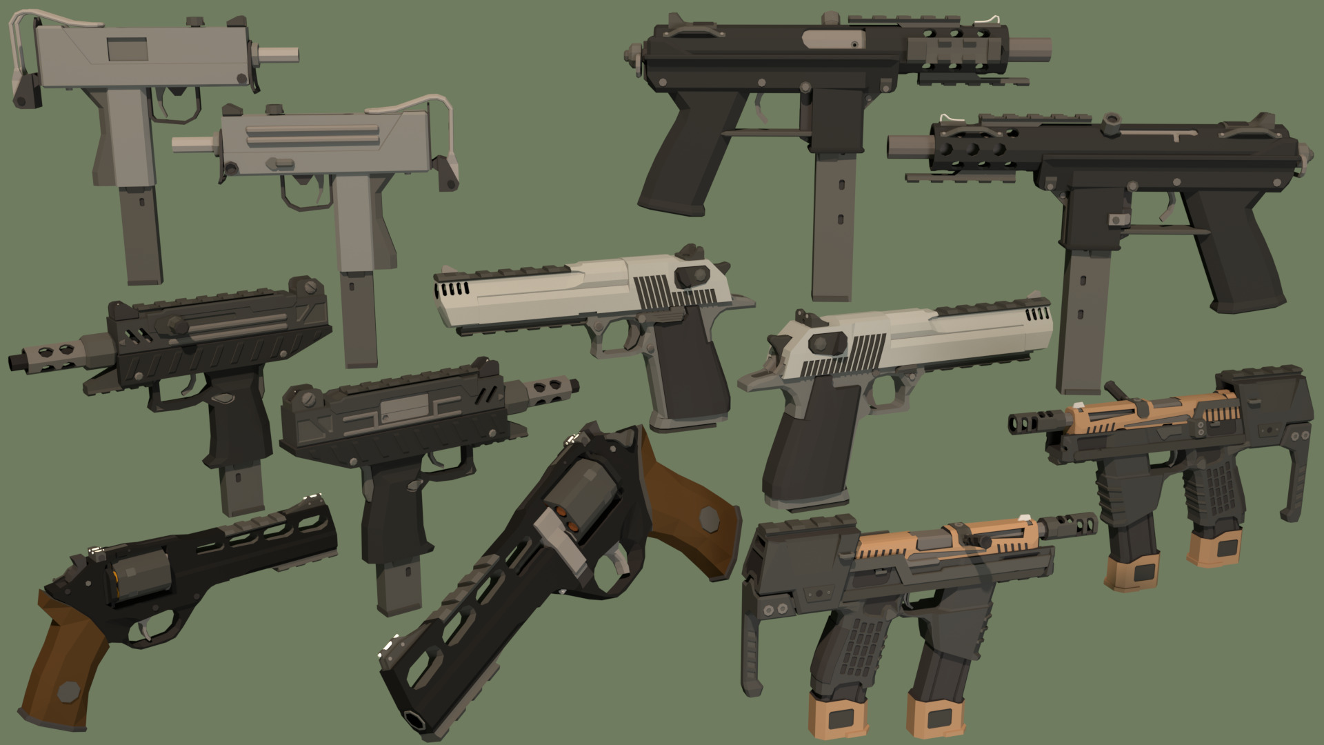 Low Poly Modern Weapon Package 1 Low-poly 3D model_9