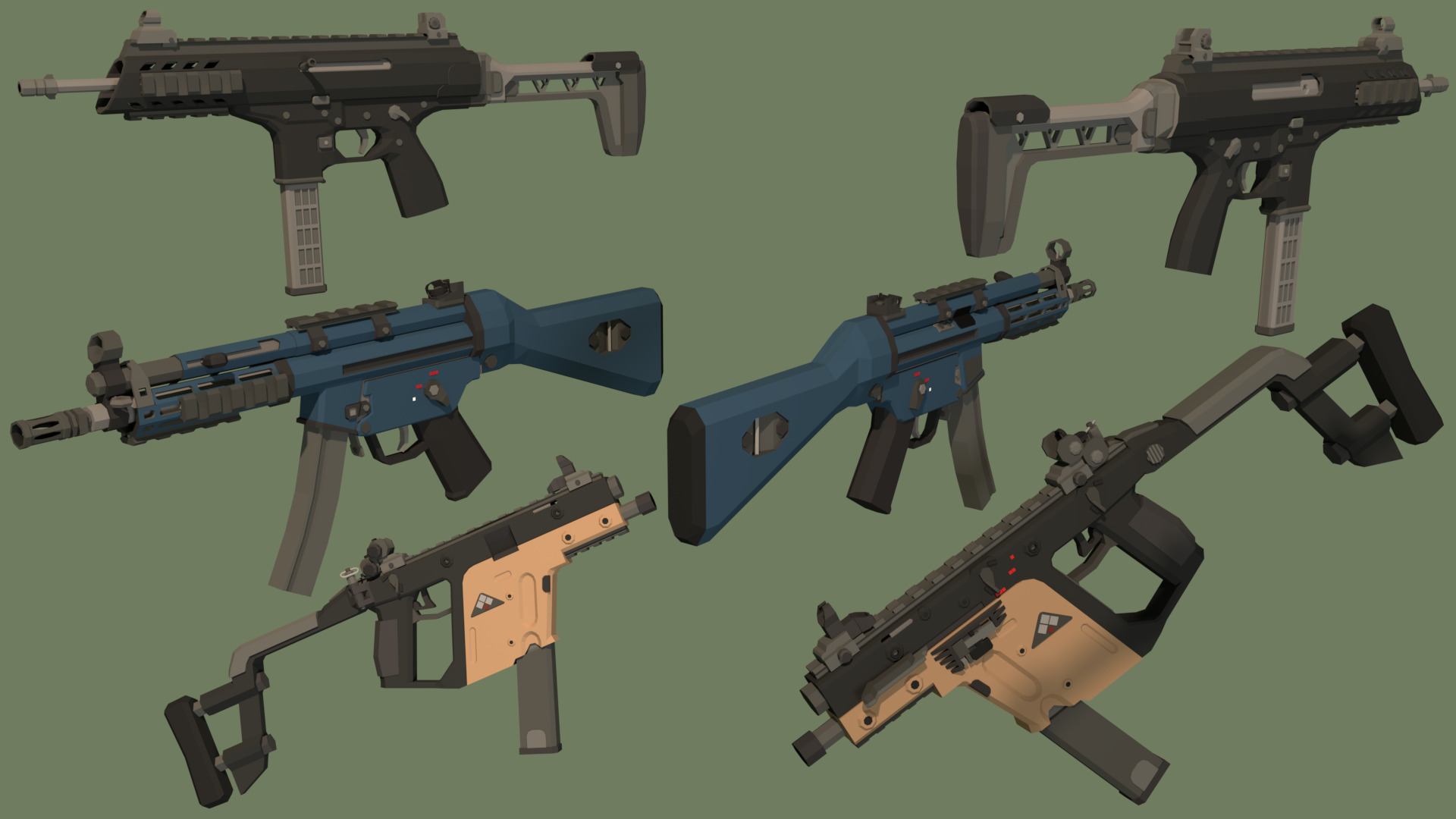 Low Poly Modern Weapon Package 1 Low-poly 3D model_11