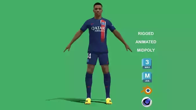 3D Rigged Hugo Ekitike PSG 2024 3D model