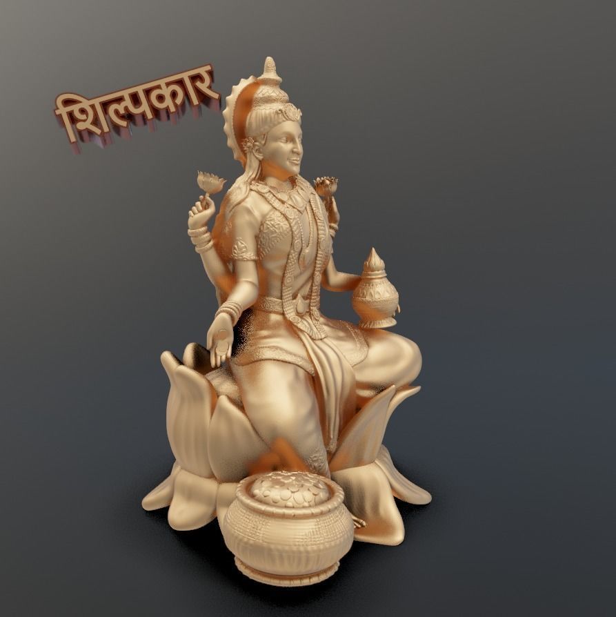 GODDESS LAXMI WITH WEALTH  3D print model_4