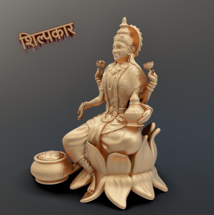 GODDESS LAXMI WITH WEALTH  3D print model_1