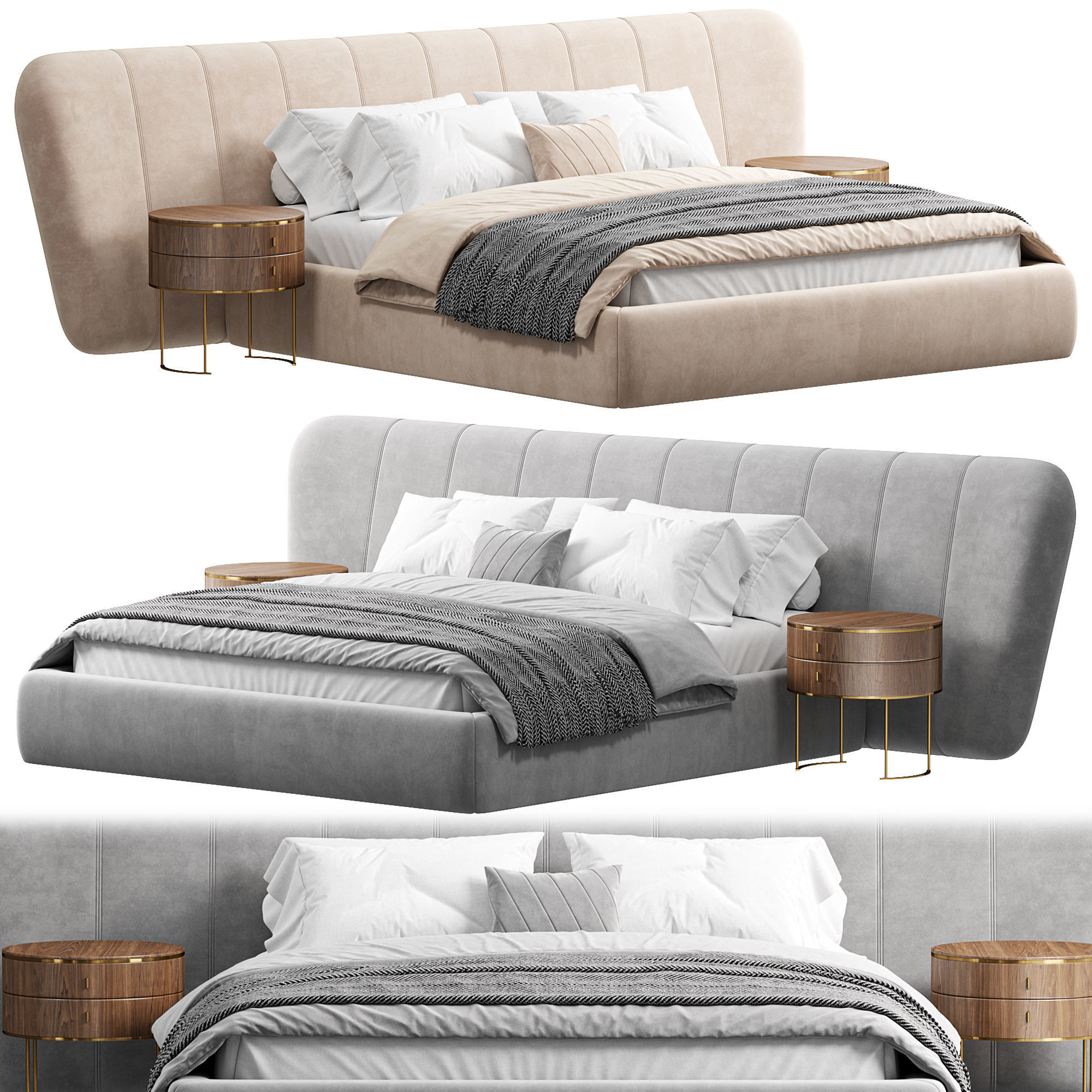 Royale Stripe Bed  3D model_1