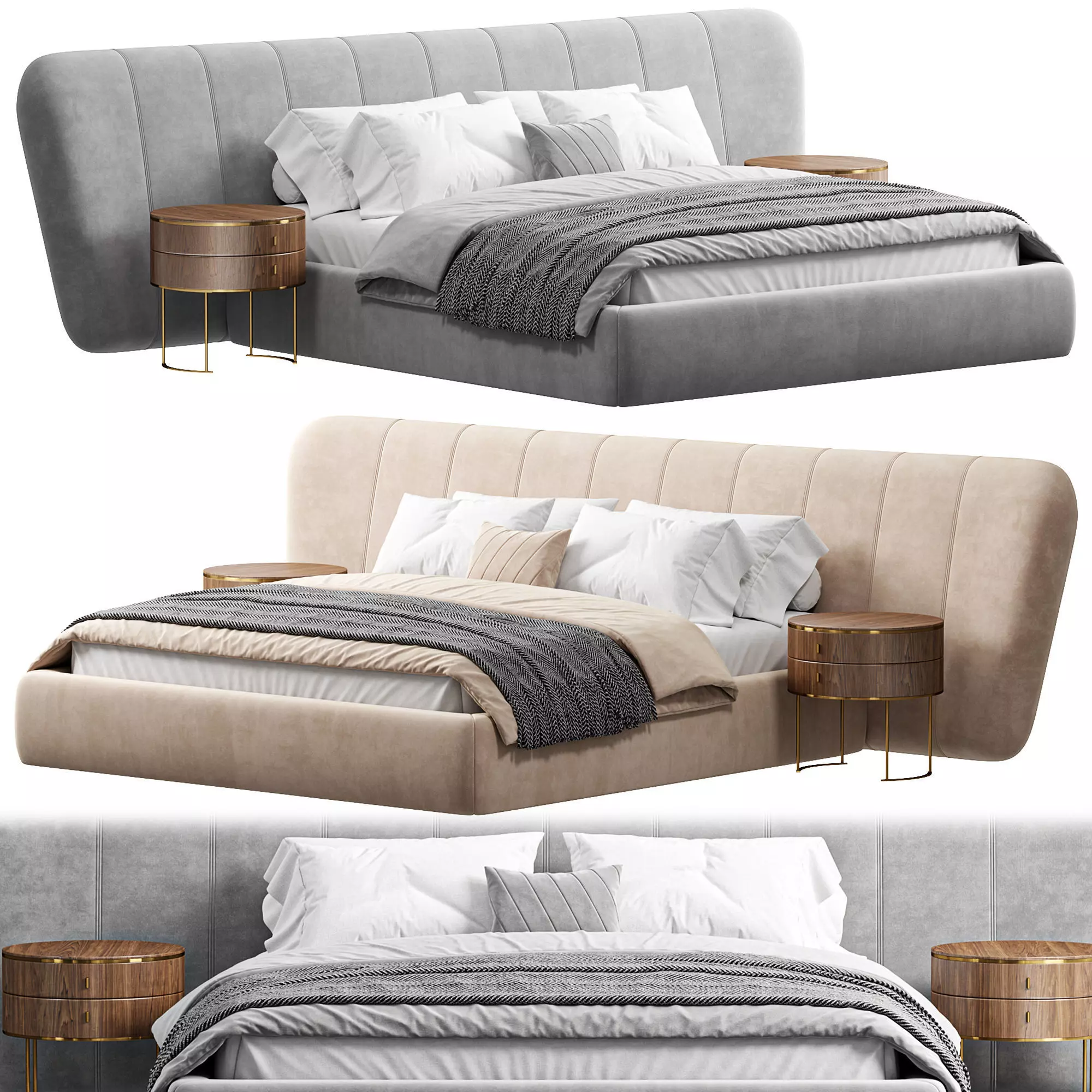 Royale Stripe Bed  3D model_0