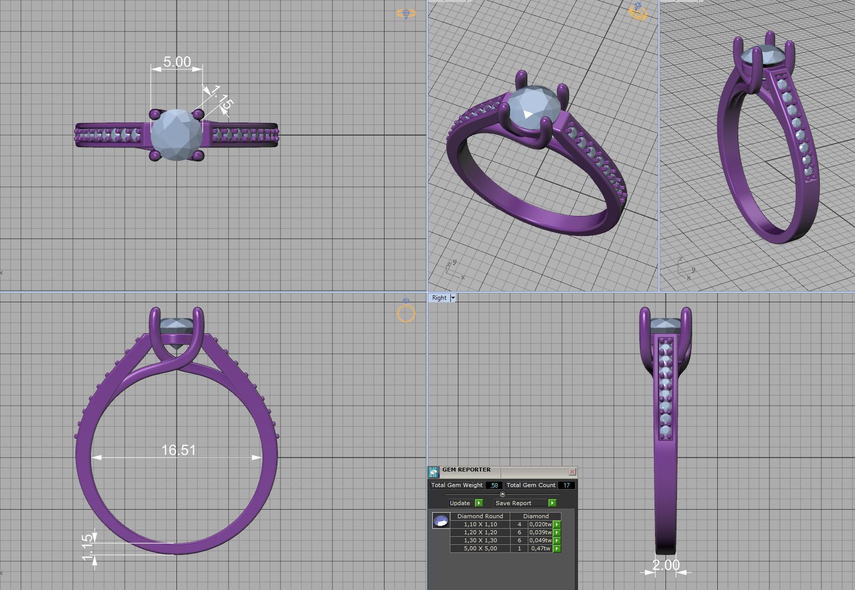 Engagement Solitaire Trellis Ring Half Carat stone 3Dmodel 3D print model_7