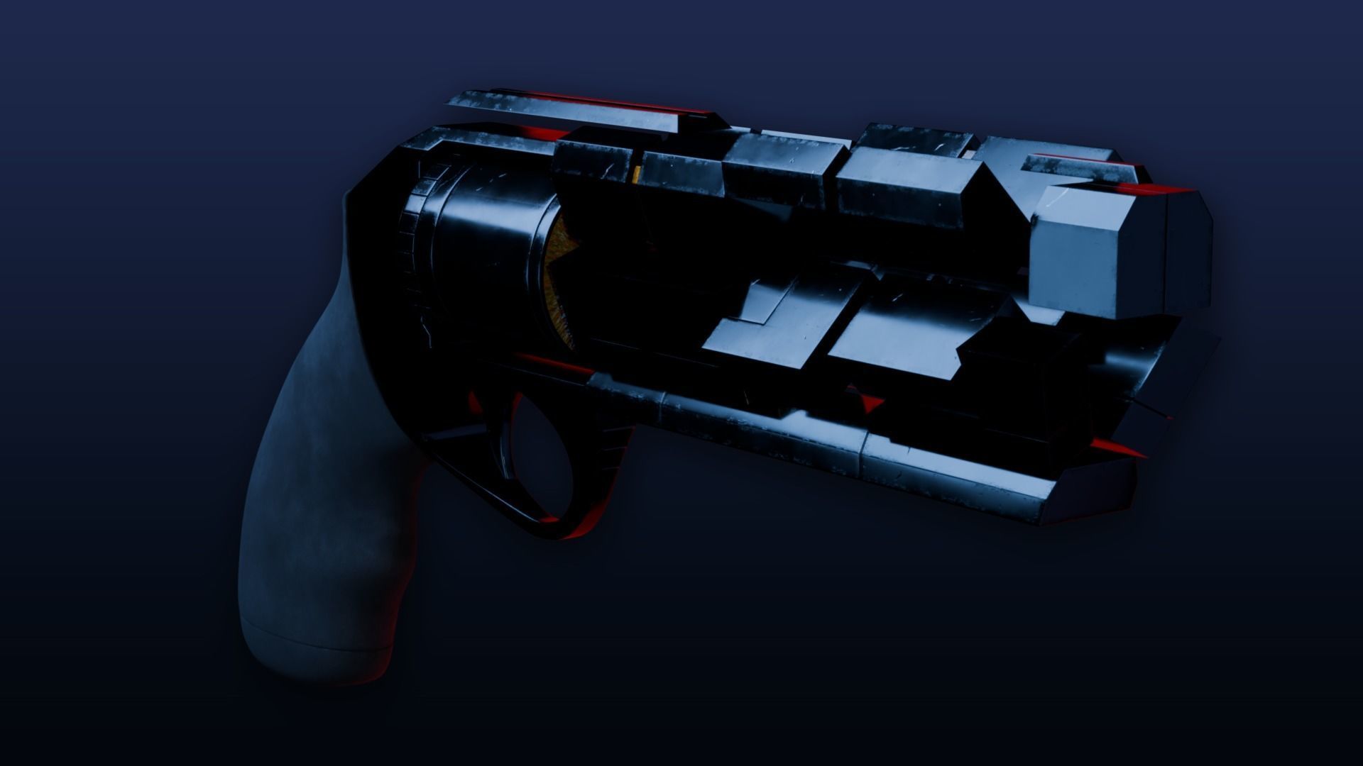Service Weapon Control Grip Animated High Poly Revolver 3D model_2