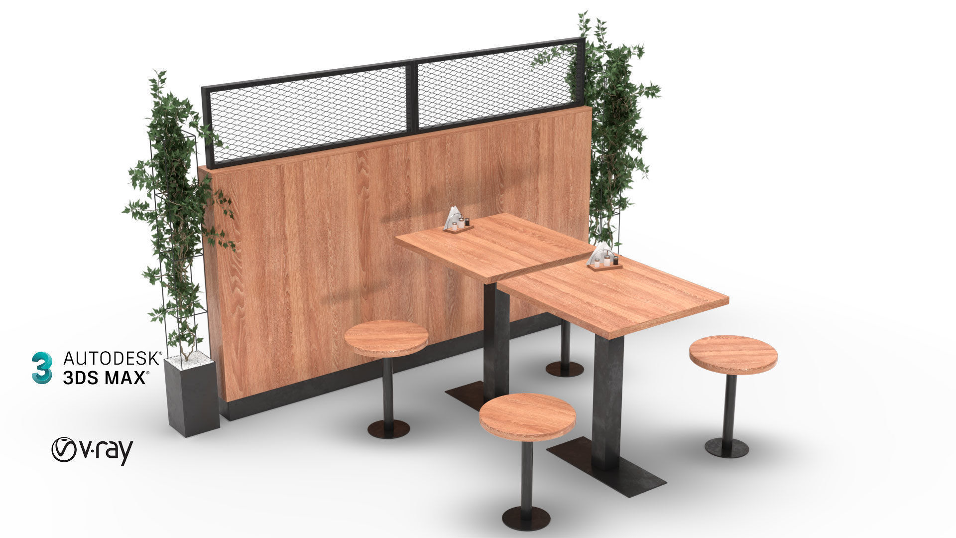 Cafe set 3D model_2