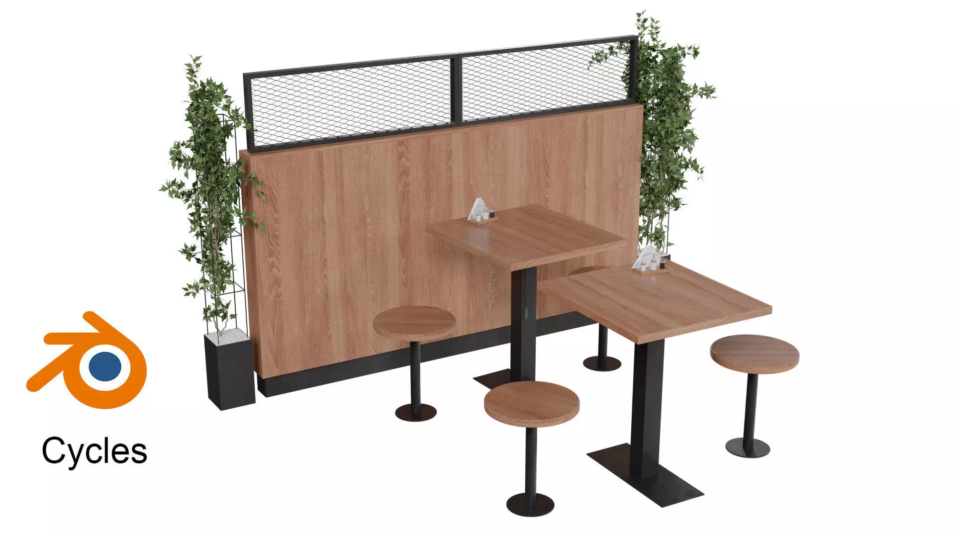 Cafe set 3D model_0