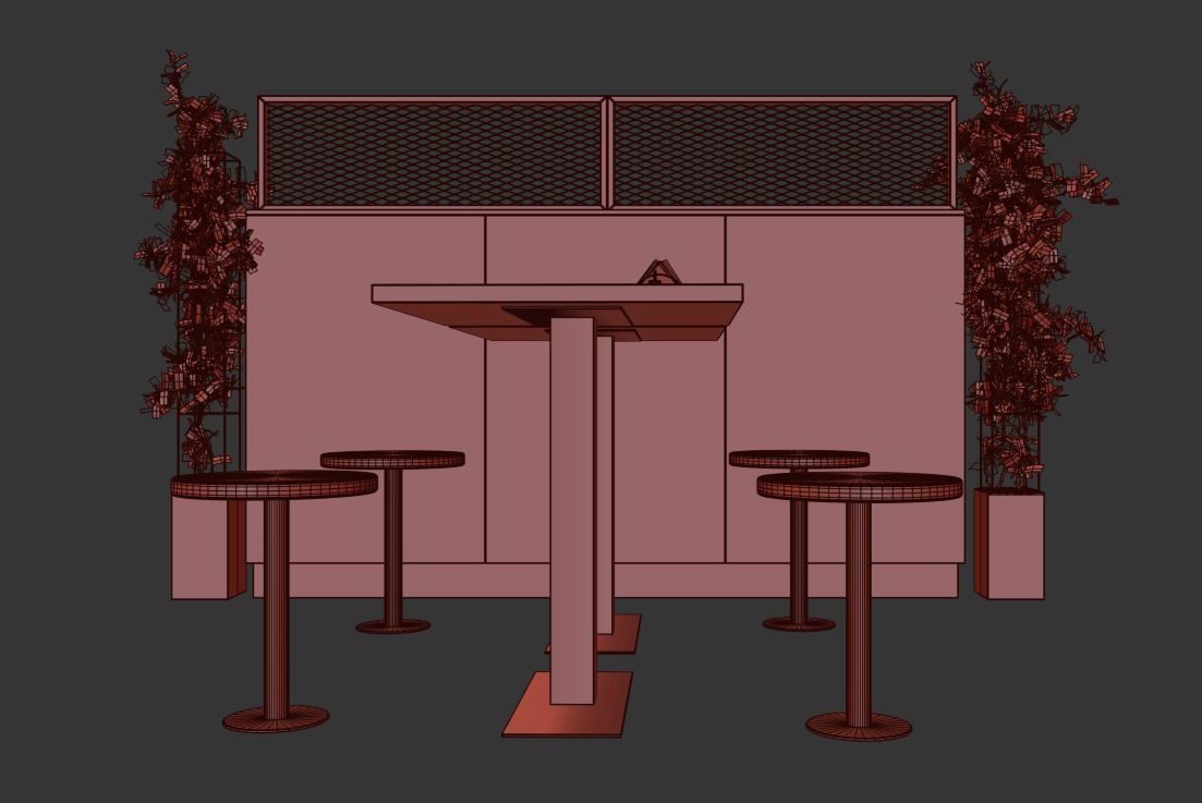 Cafe set 3D model_9