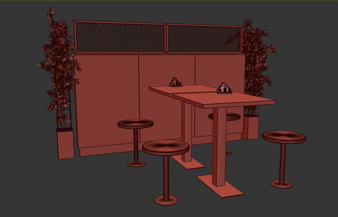 Cafe set 3D model_10