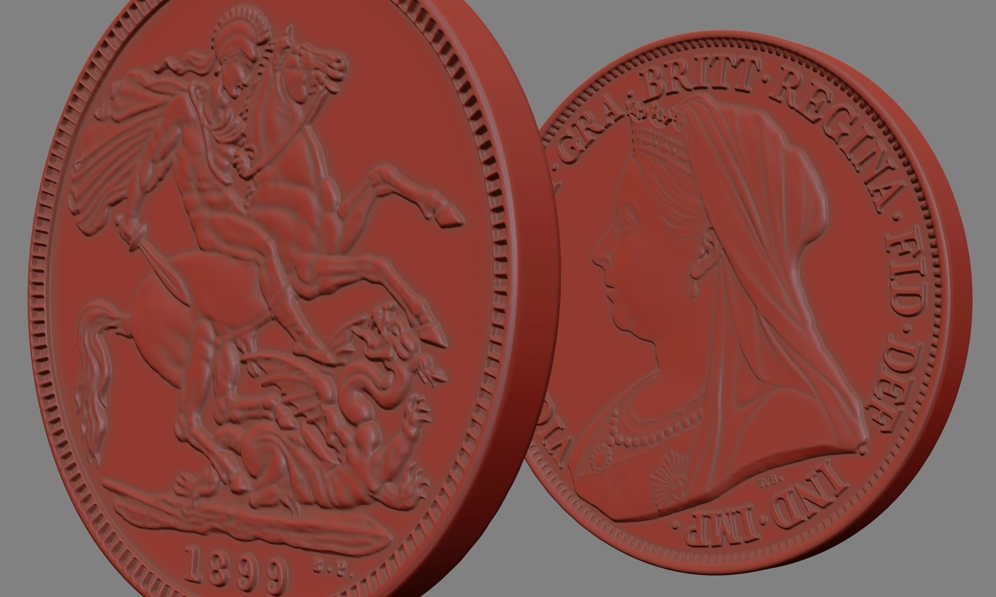 Victoria Gold Sovereign Coin Low-poly 3D model_14