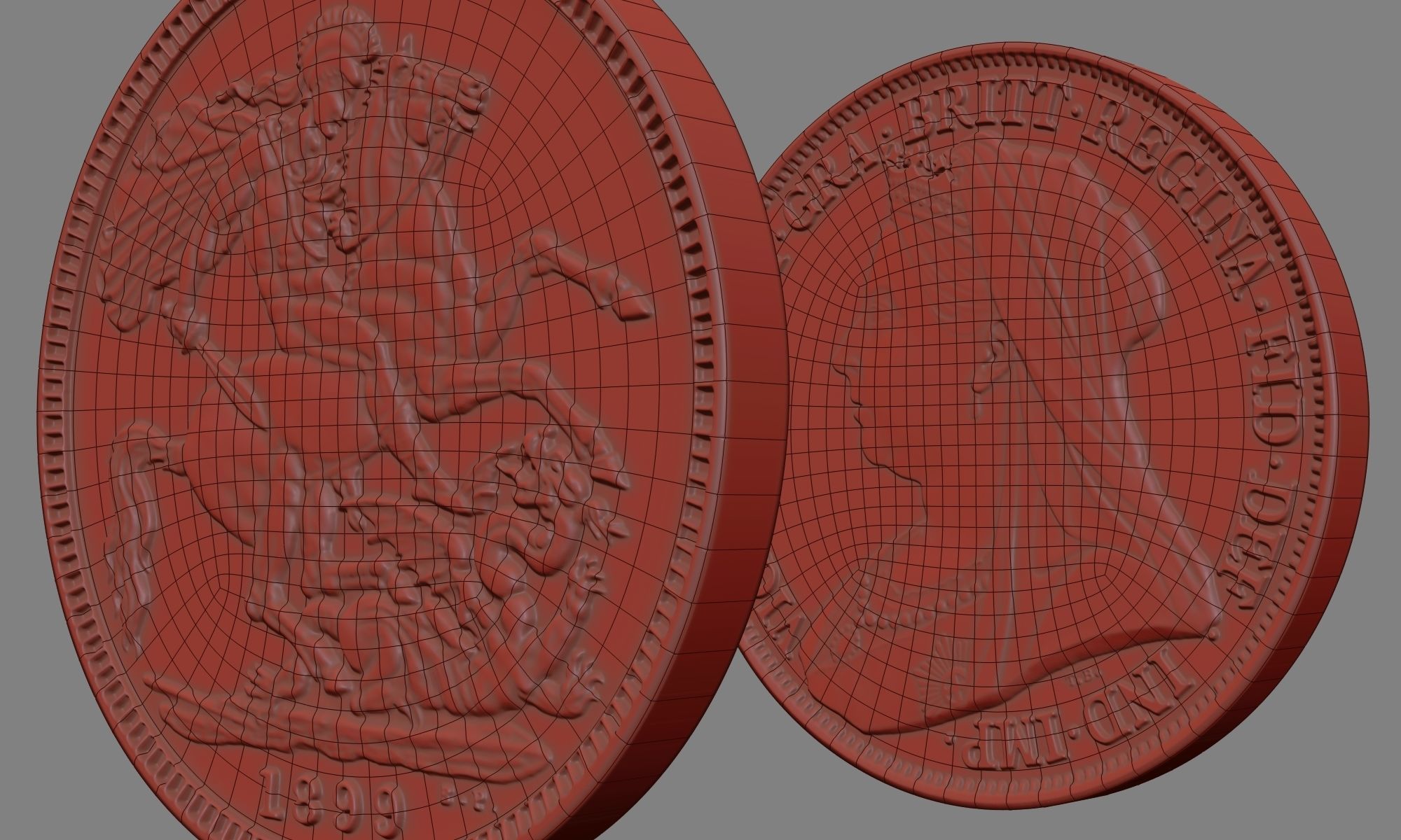 Victoria Gold Sovereign Coin Low-poly 3D model_12