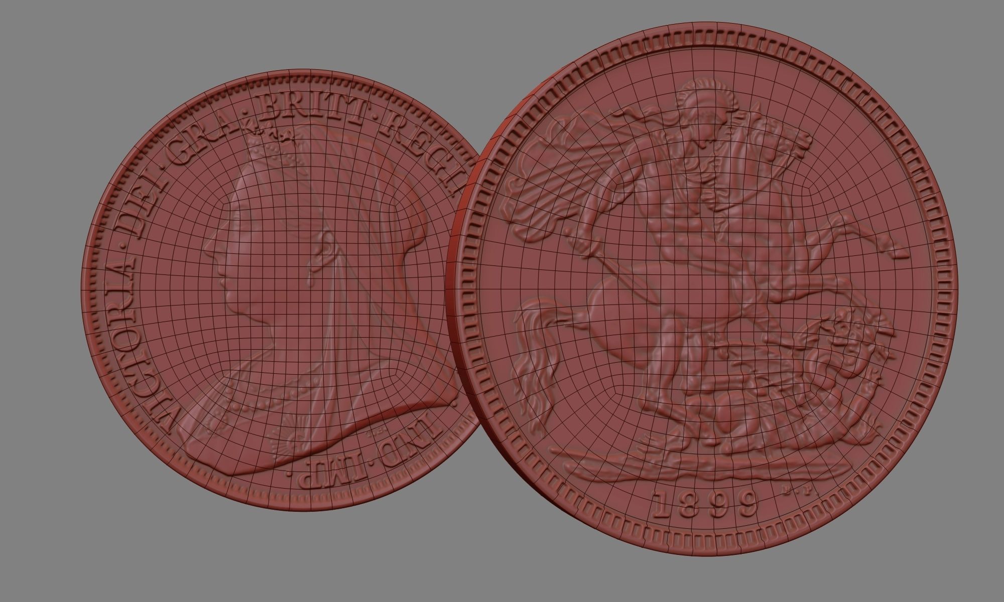 Victoria Gold Sovereign Coin Low-poly 3D model_16
