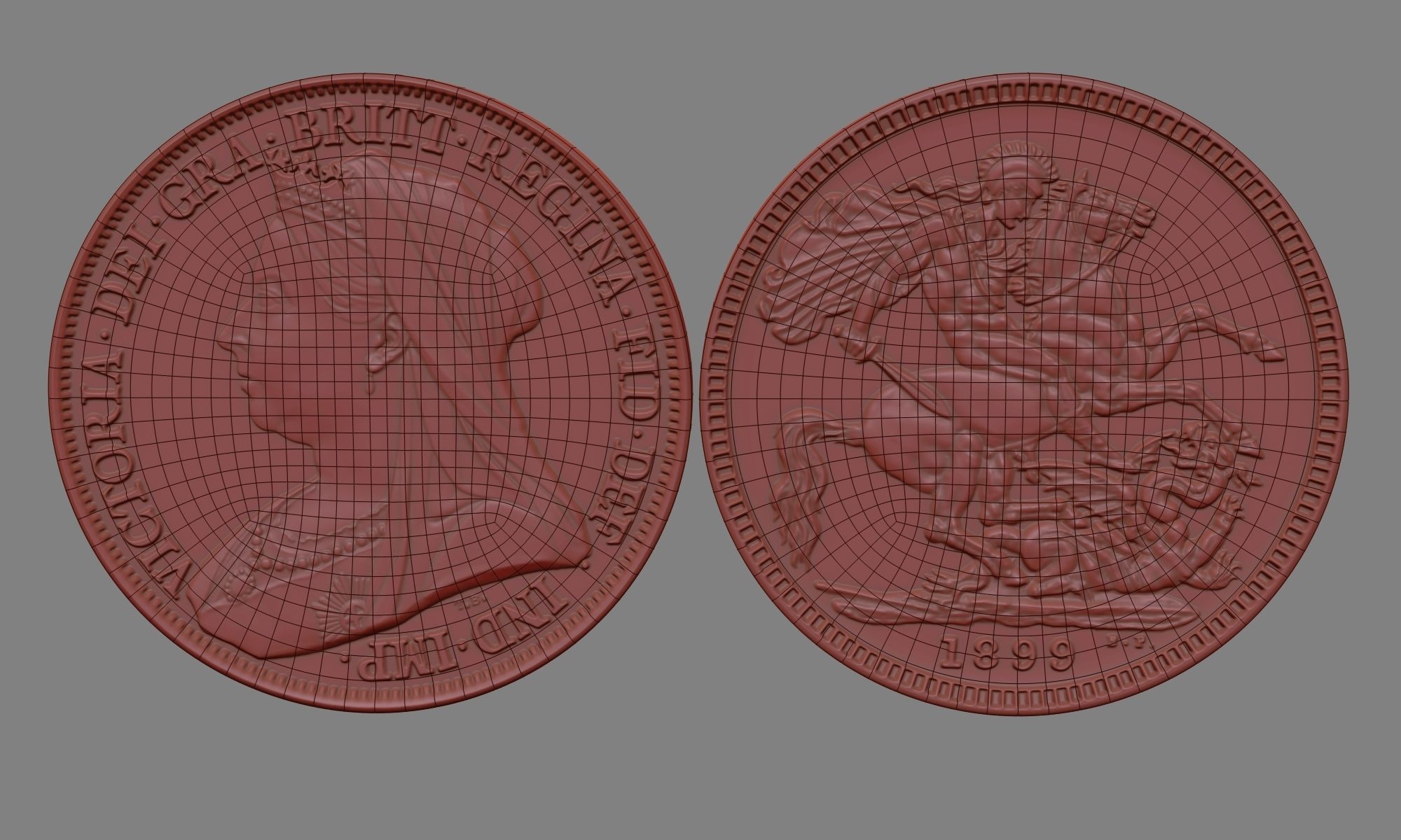 Victoria Gold Sovereign Coin Low-poly 3D model_10