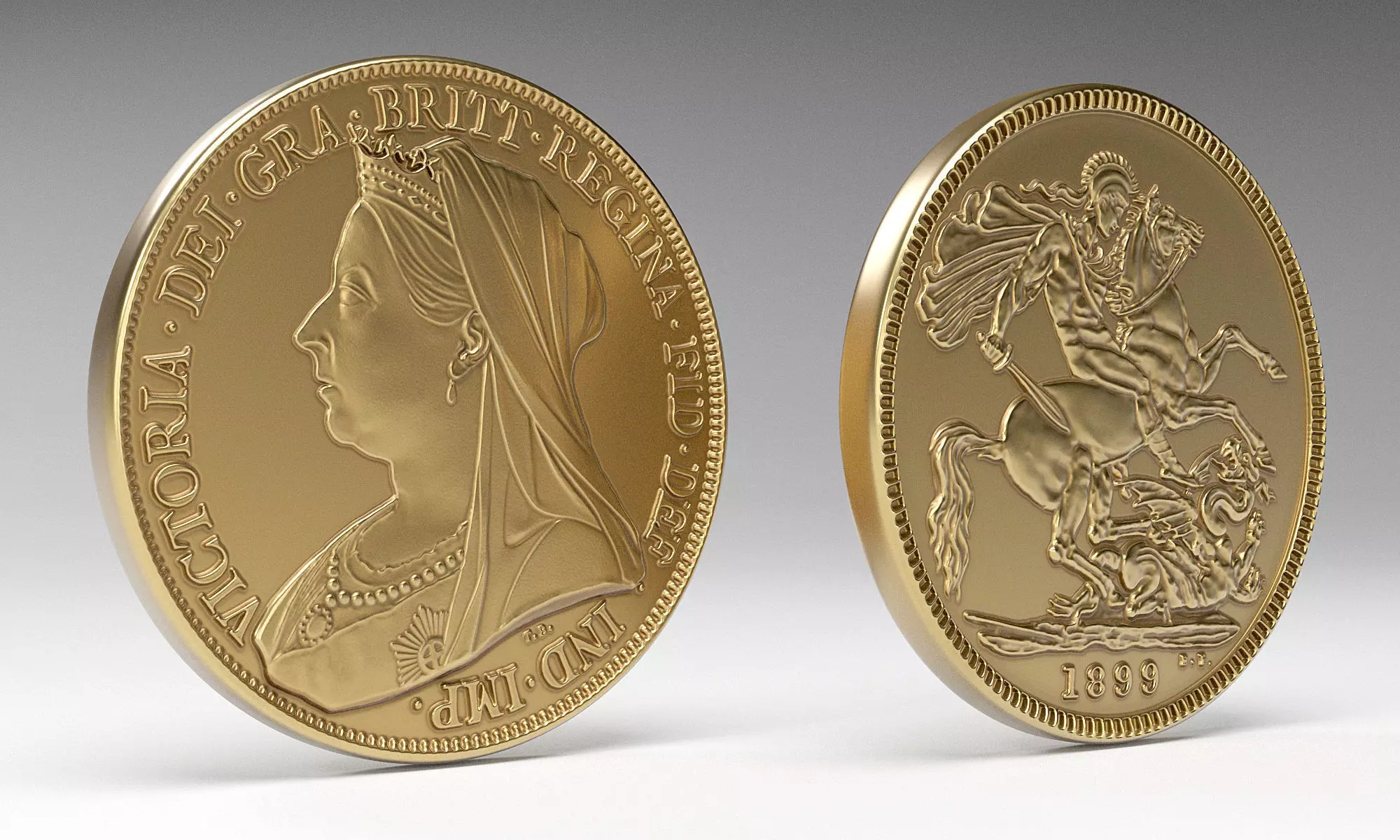 Victoria Gold Sovereign Coin Low-poly 3D model_0