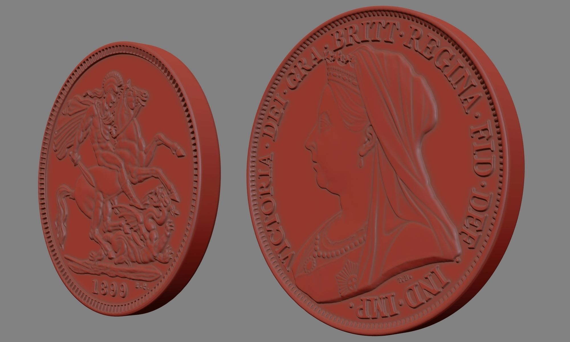 Victoria Gold Sovereign Coin Low-poly 3D model_15