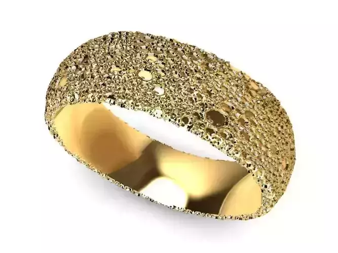 gold nugget crater texture mens ring band us size 8