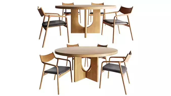 Breton round dining table and Pepe lounge Chair 