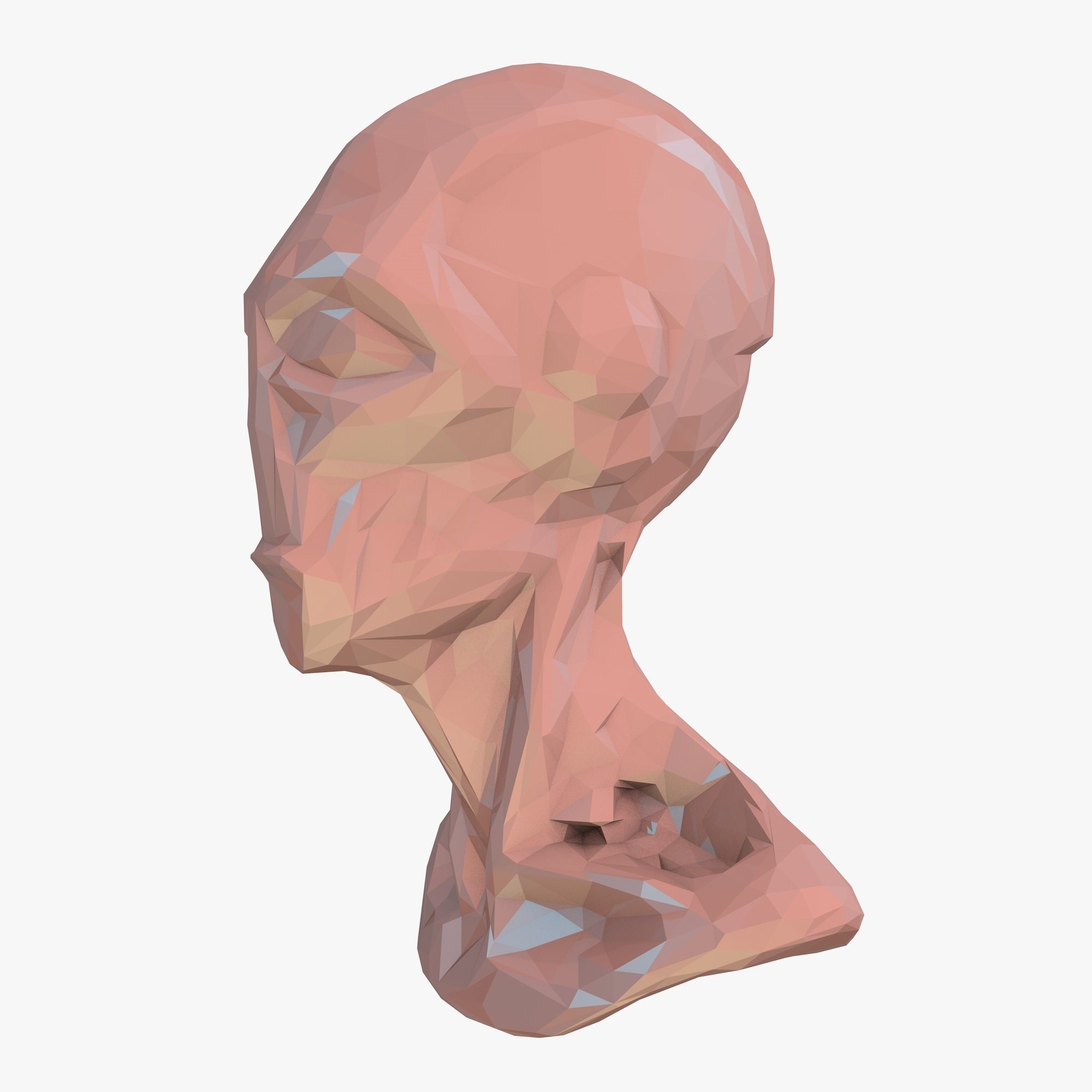 Alien Head Low Poly Low-poly 3D model_2