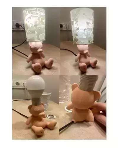 Teddy bear lithophane lamp commercial use license 3D print model