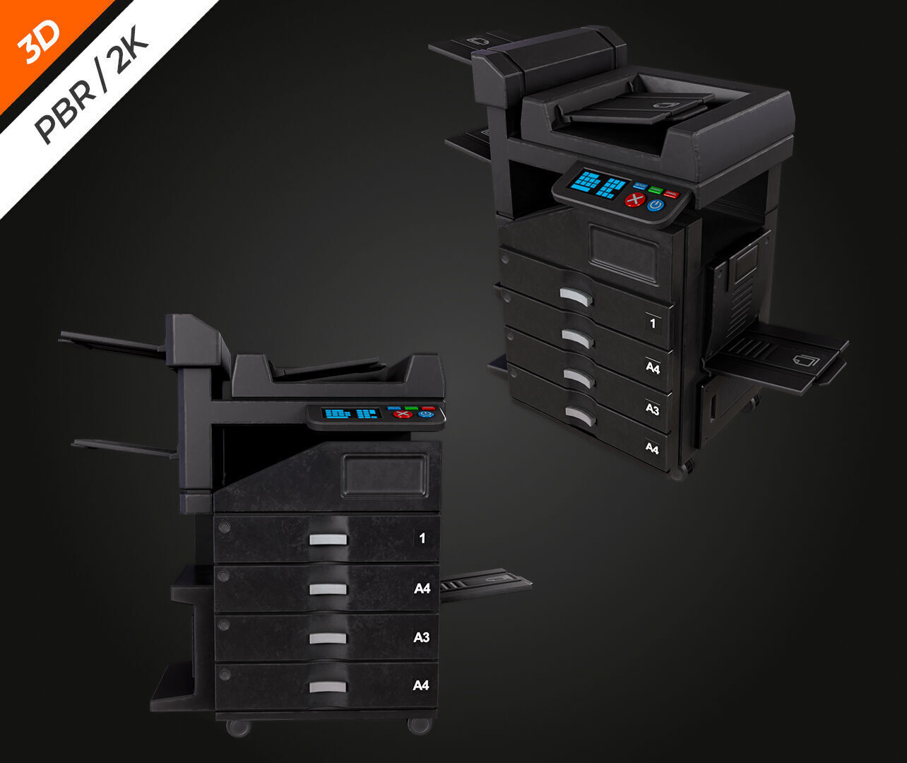 Photocopier Low-poly 3D model_3