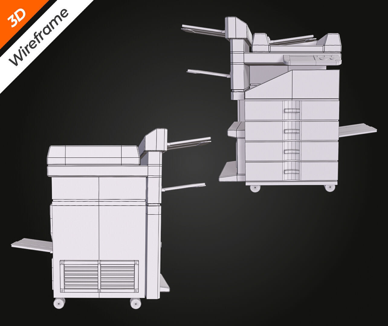 Photocopier Low-poly 3D model_13
