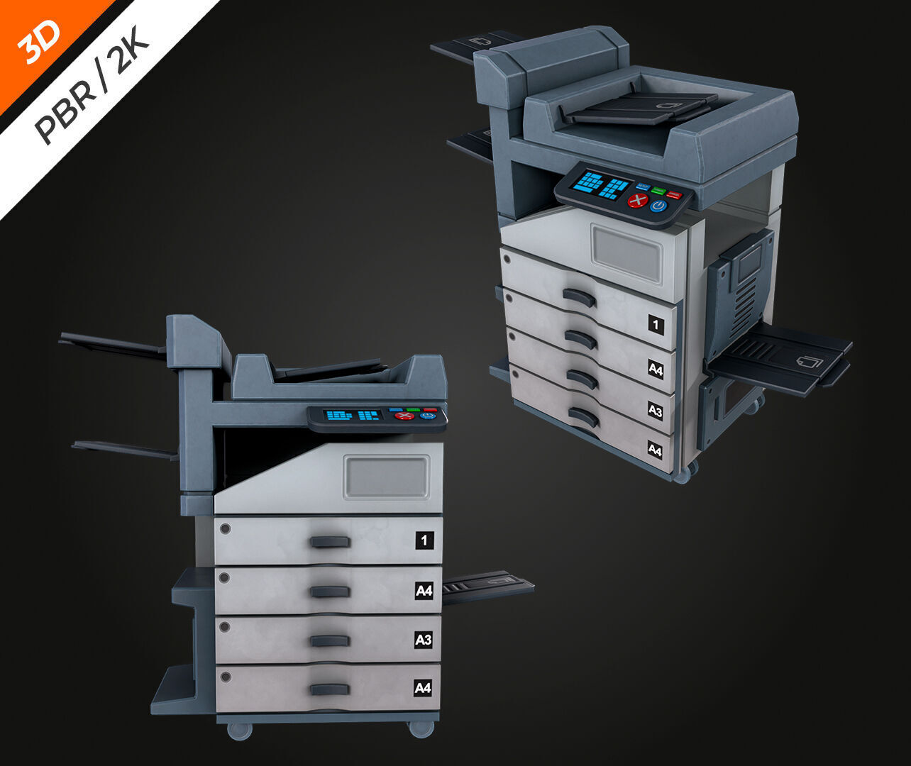 Photocopier Low-poly 3D model_4