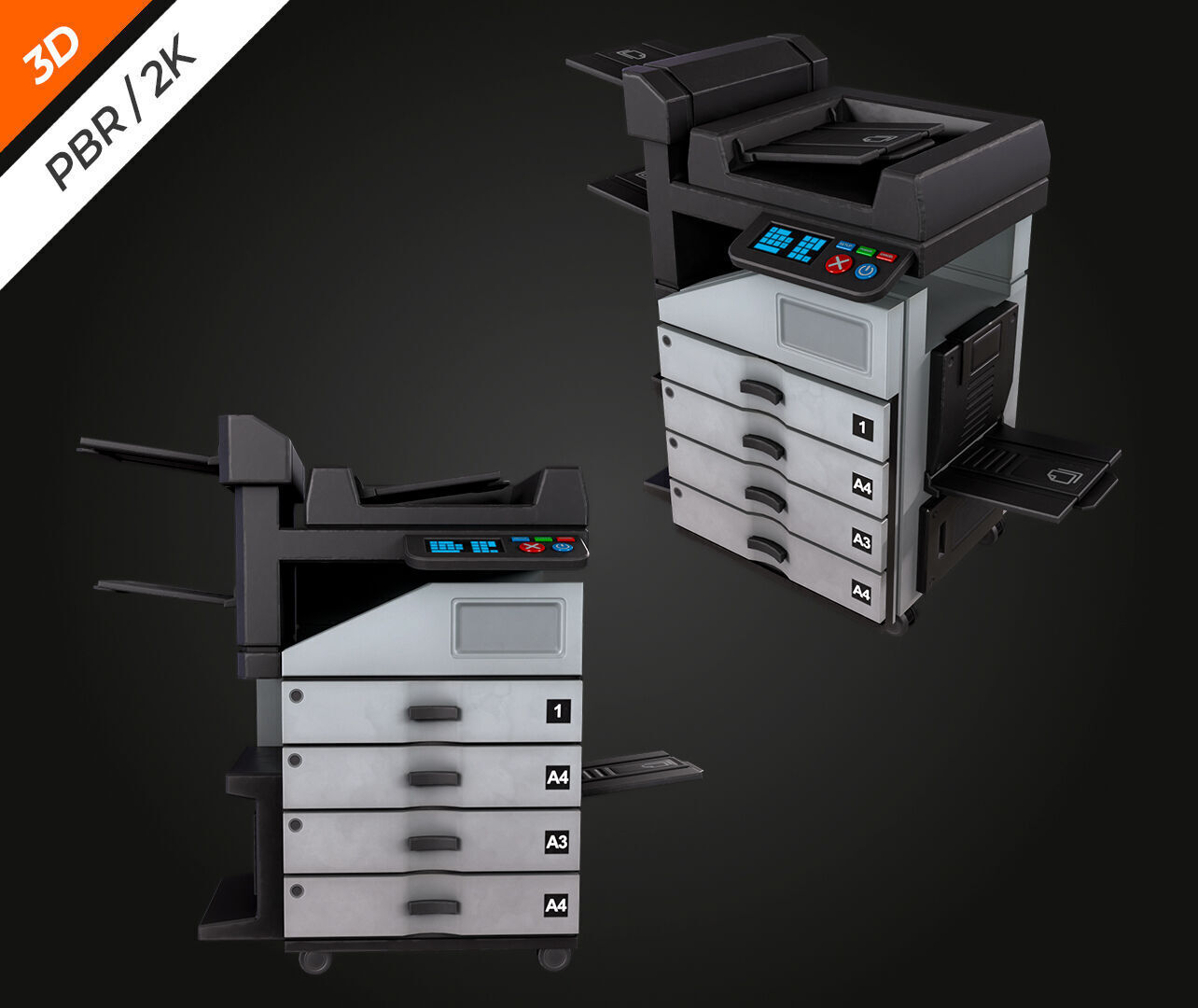 Photocopier Low-poly 3D model_2