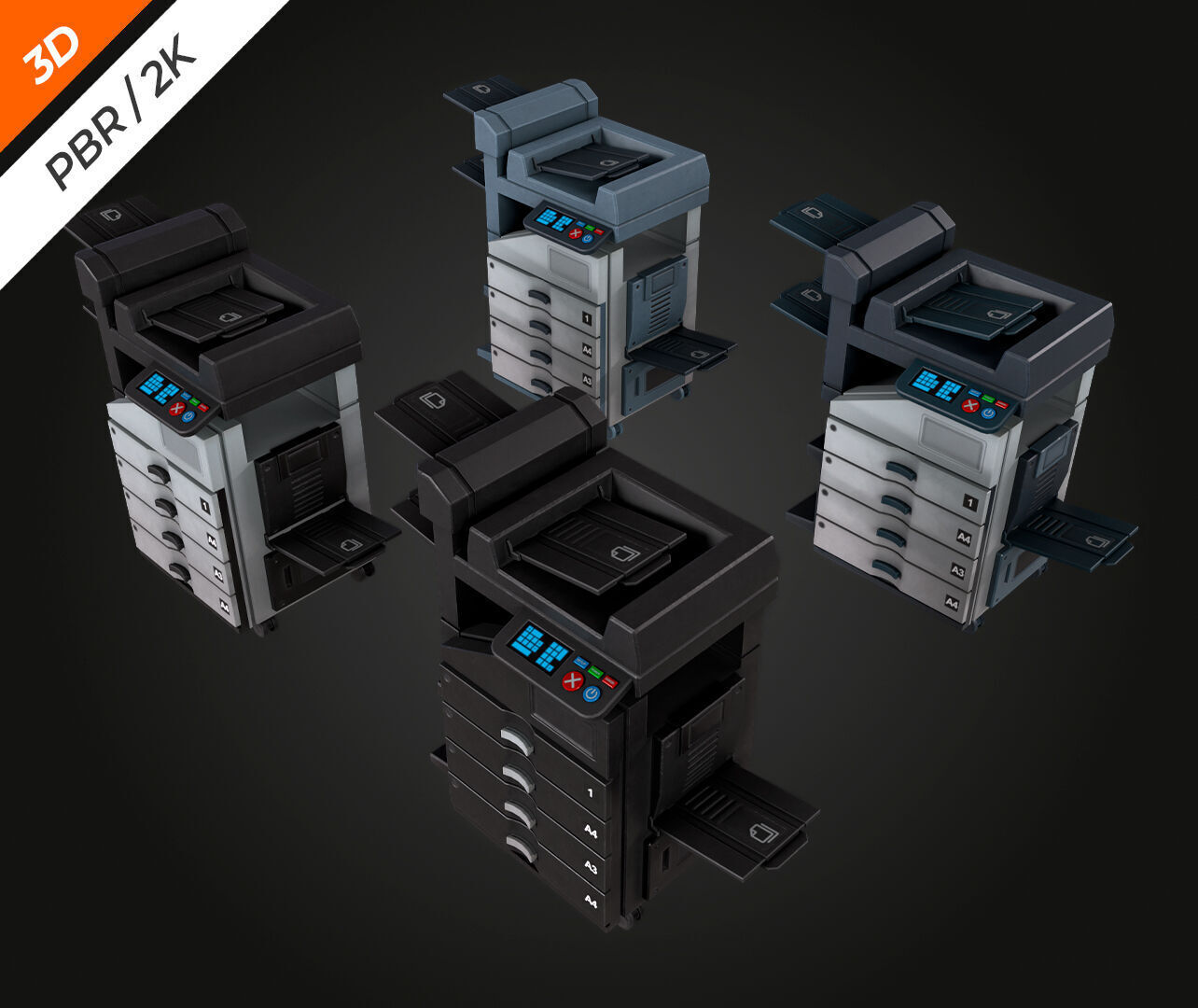 Photocopier Low-poly 3D model_10