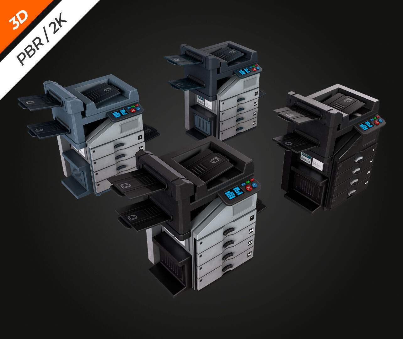 Photocopier Low-poly 3D model_11