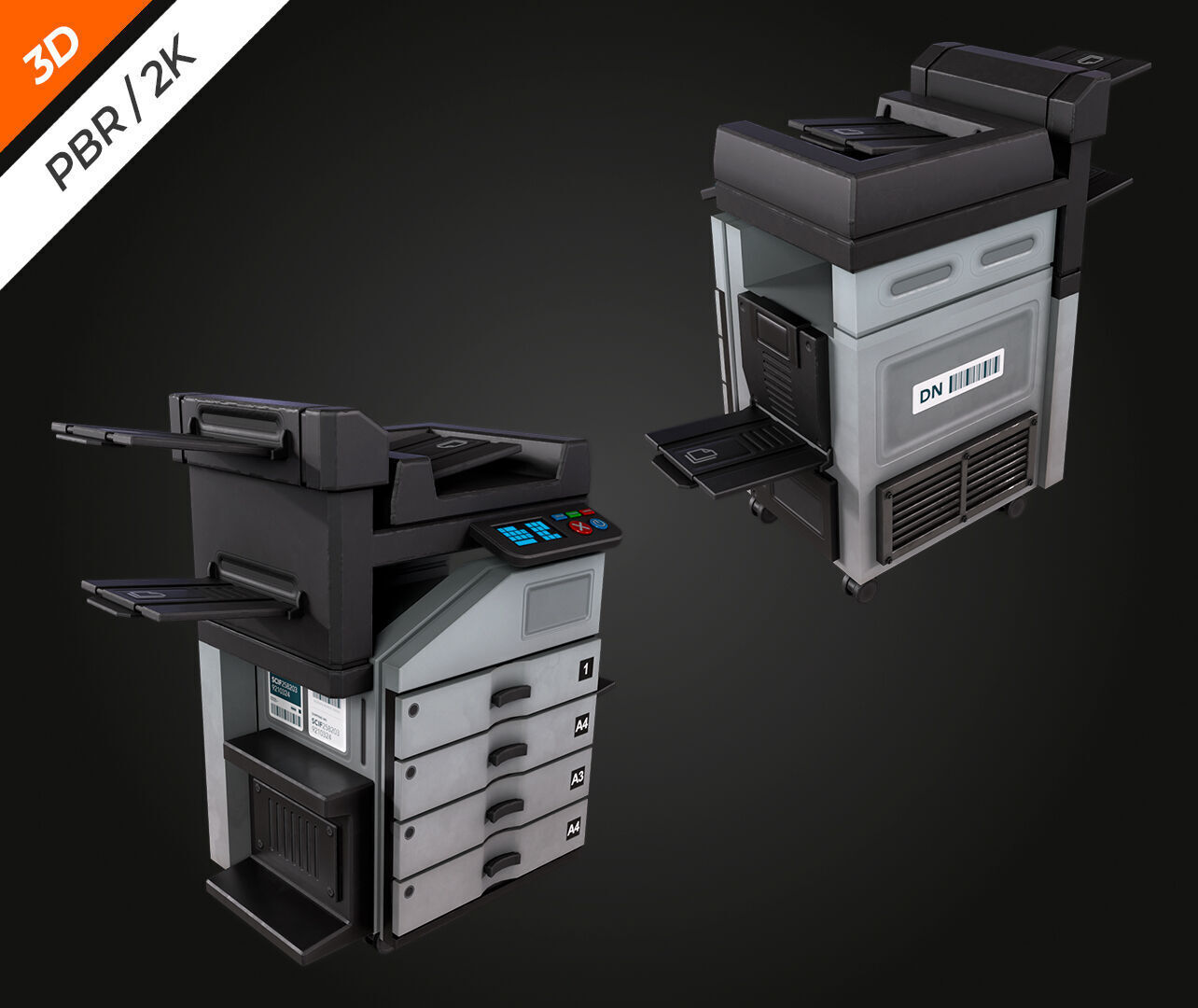 Photocopier Low-poly 3D model_6