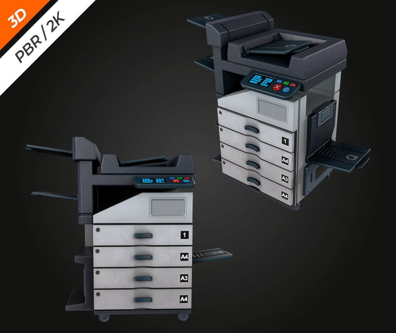 Photocopier Low-poly 3D model_5