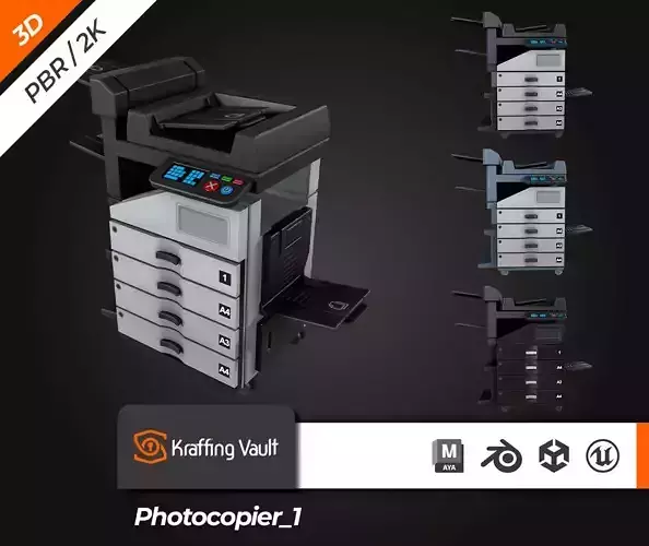 Photocopier Low-poly 3D model