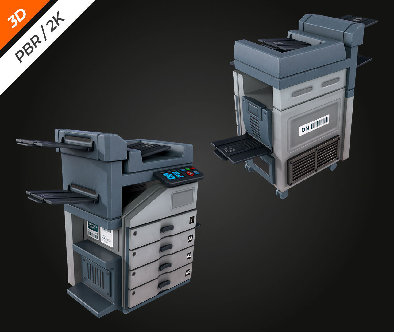 Photocopier Low-poly 3D model_8