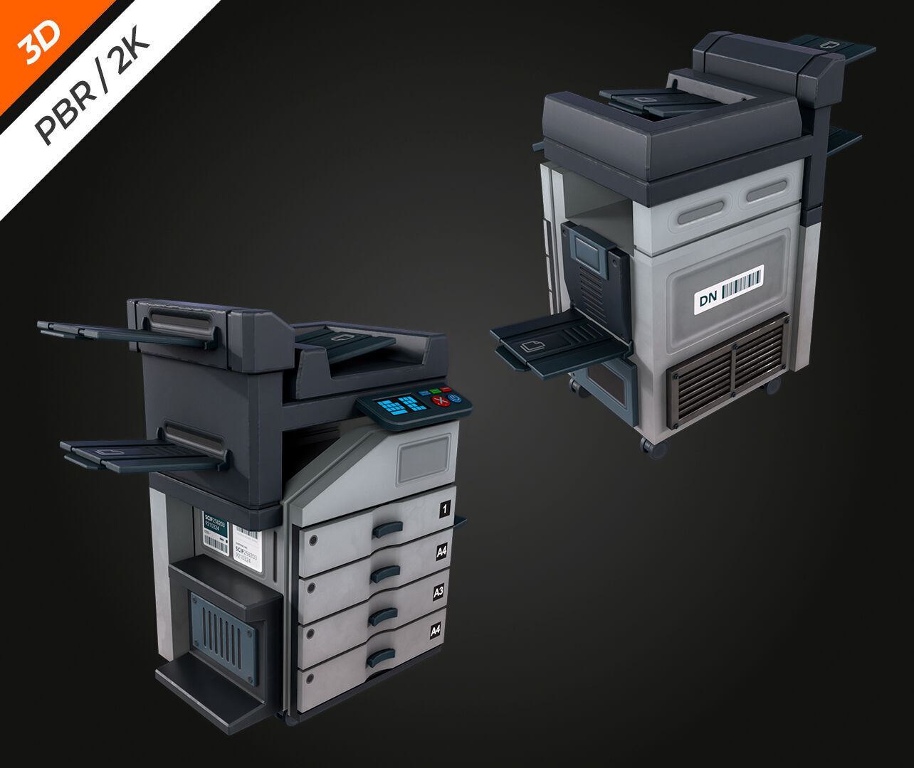 Photocopier Low-poly 3D model_9