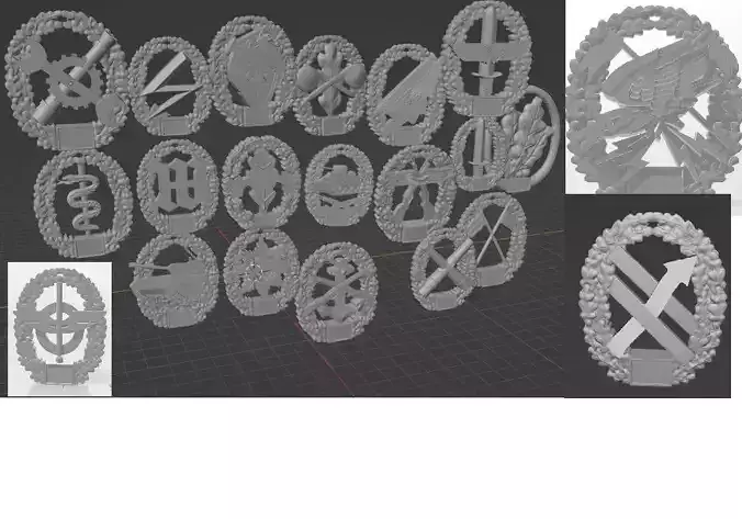 German Beret Badges 18 Pieces