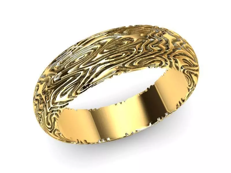 gold silver wood grain texture gents ring band us size 8 3D print model