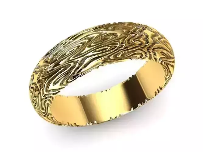 gold silver wood grain texture gents ring band us size 8