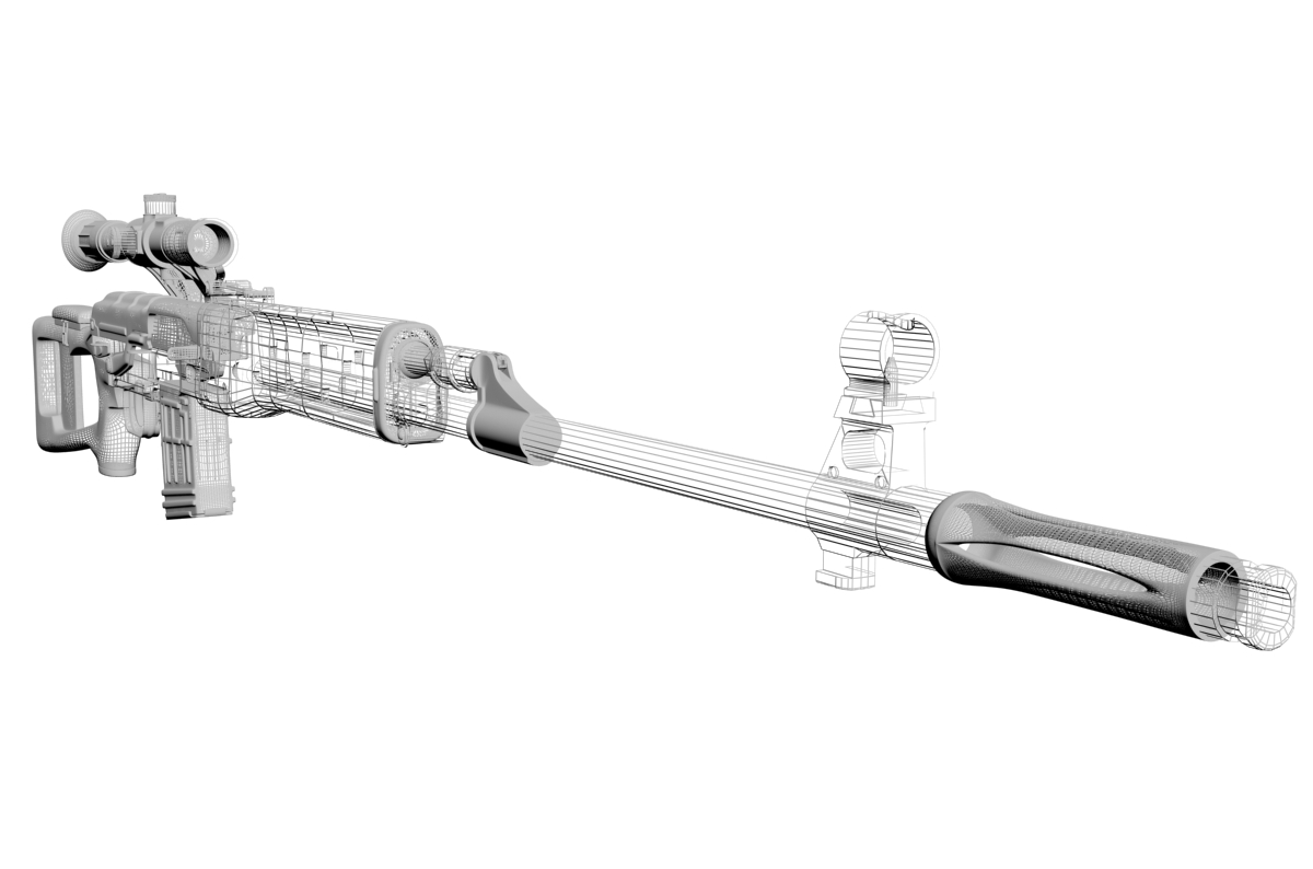 The Dragunov sniper rifle 3D model_9