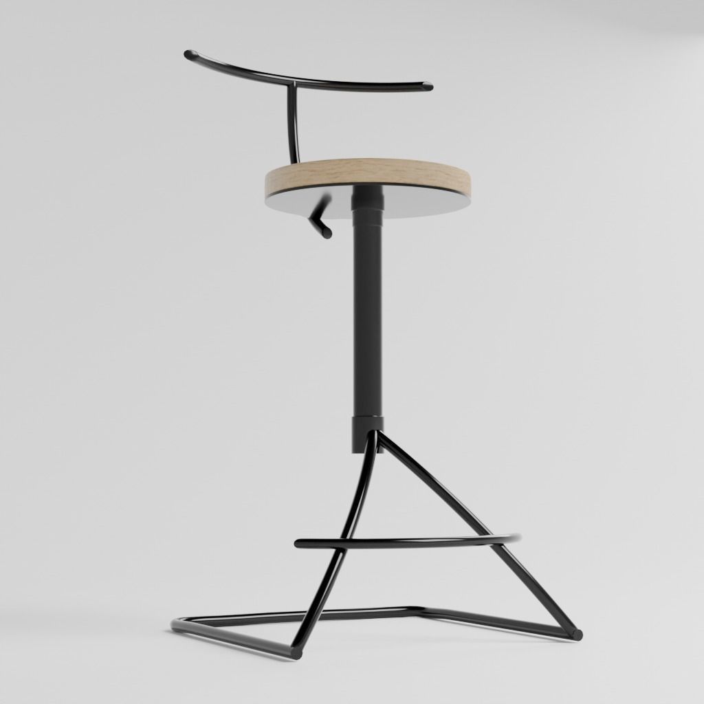 Bar stool 3D model_4